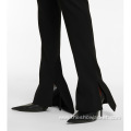 Black Skinny Flared Slit Long Bell-bottoms Pants